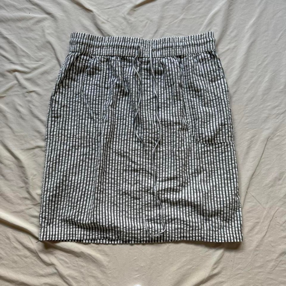 SW New York Blue & White Striped Mid-Thigh Cotton Skirt Womens L Nautical